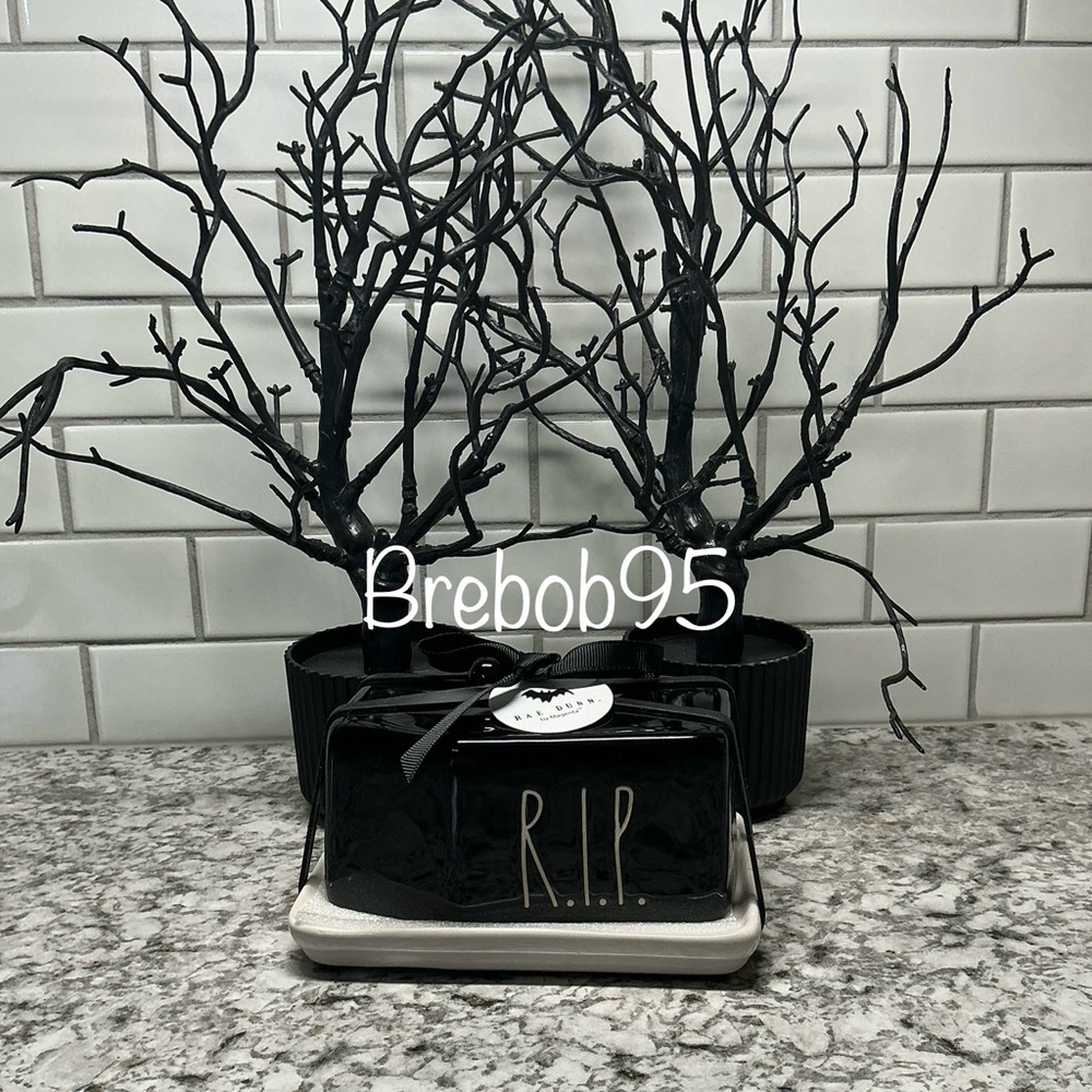 Rae Dunn Black Coffin R.I.P. Butter Dish- LAST ONE
